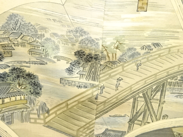 JAPANESE KIMONO / ANTIQUE HISTORICAL FIGURES / SCENERY PATTERN MENS JU